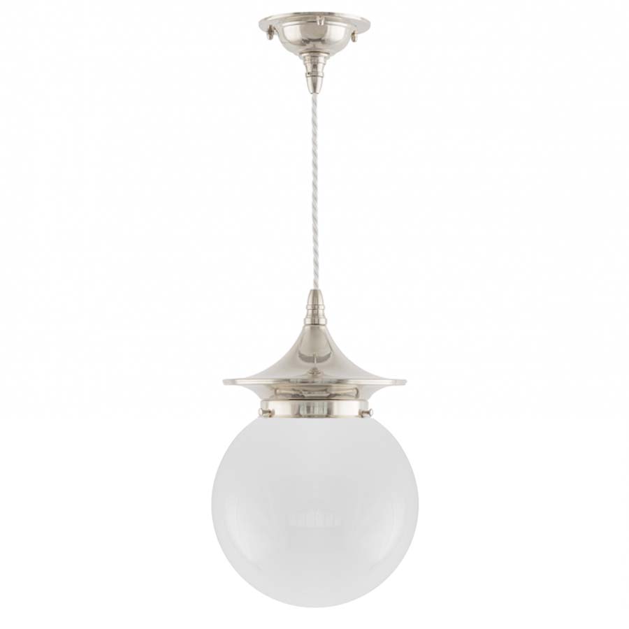 Dahlberg 100 förnicklad sladdupphäng opalvit glob (bild för) Dahlberg 100 förnicklad sladdupphäng opalvit glob