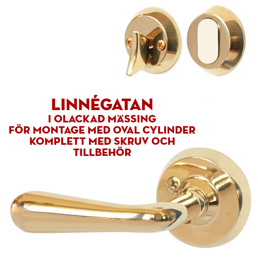 (bild för) Linnégatan (Göteborg) mässing (ytterdörrshandtag) för oval cylinder