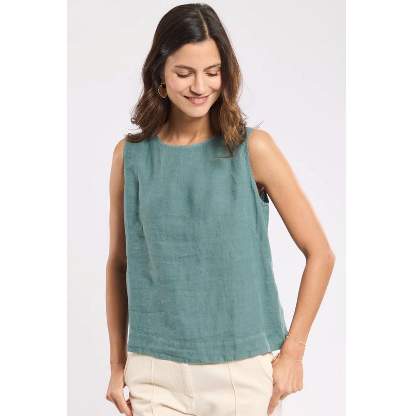(bild för) Button-back tank top - linen (dam/Armor Lux)