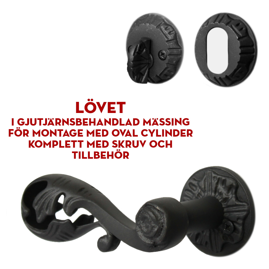 (bild för) Dörrtrycke Lövet i gjutjärn (ytterdörr)
