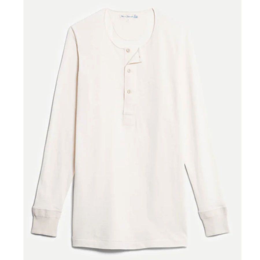 (bild för) 102.02 Loopwheeled Maco-Imit Nature Long Sleeve Henley/Merz B. Schwanen tröja