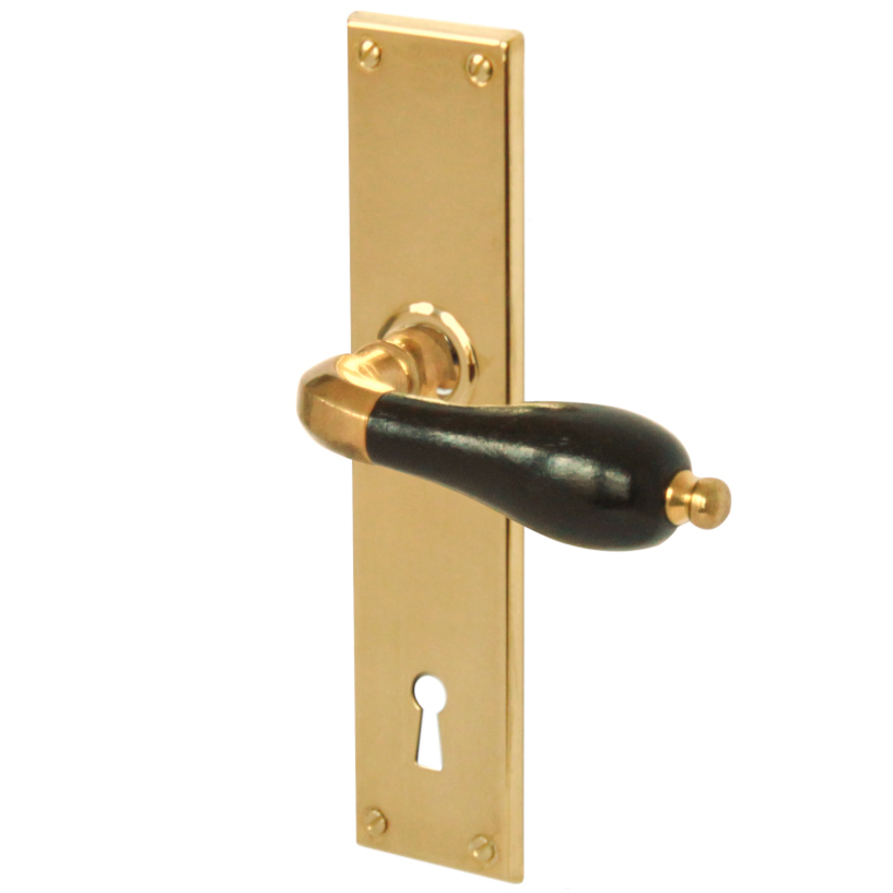 (bild för) Låsbolaget 108 mässing med långskylt (dörrhandtag)