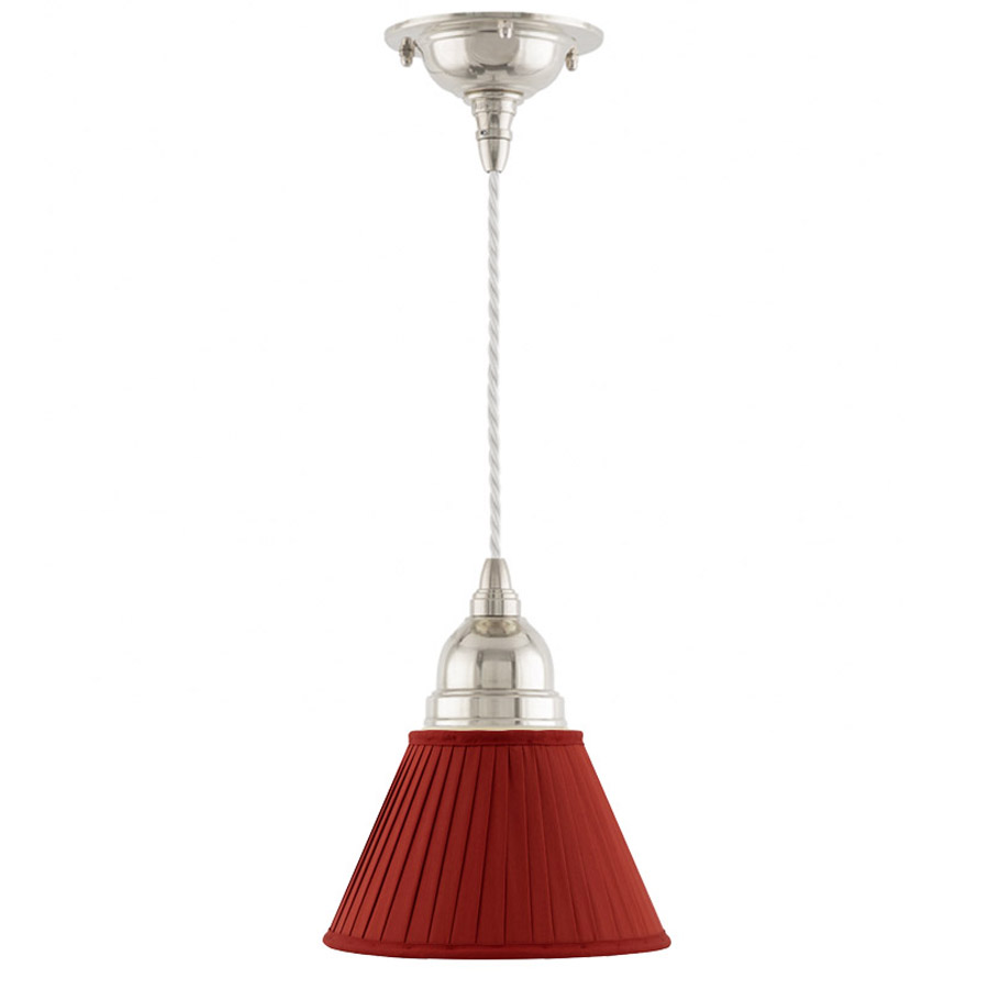 Byström 60 nickel med röd textilskärm 20 cm (fönsterlampa) (bild för) Byström 60 nickel med röd textilskärm 20 cm (fönsterlampa)