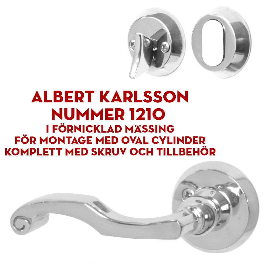 (bild för) Albert Karlsson nummer 1210 förnicklat (ytterdörrshandtag) för oval cylinder