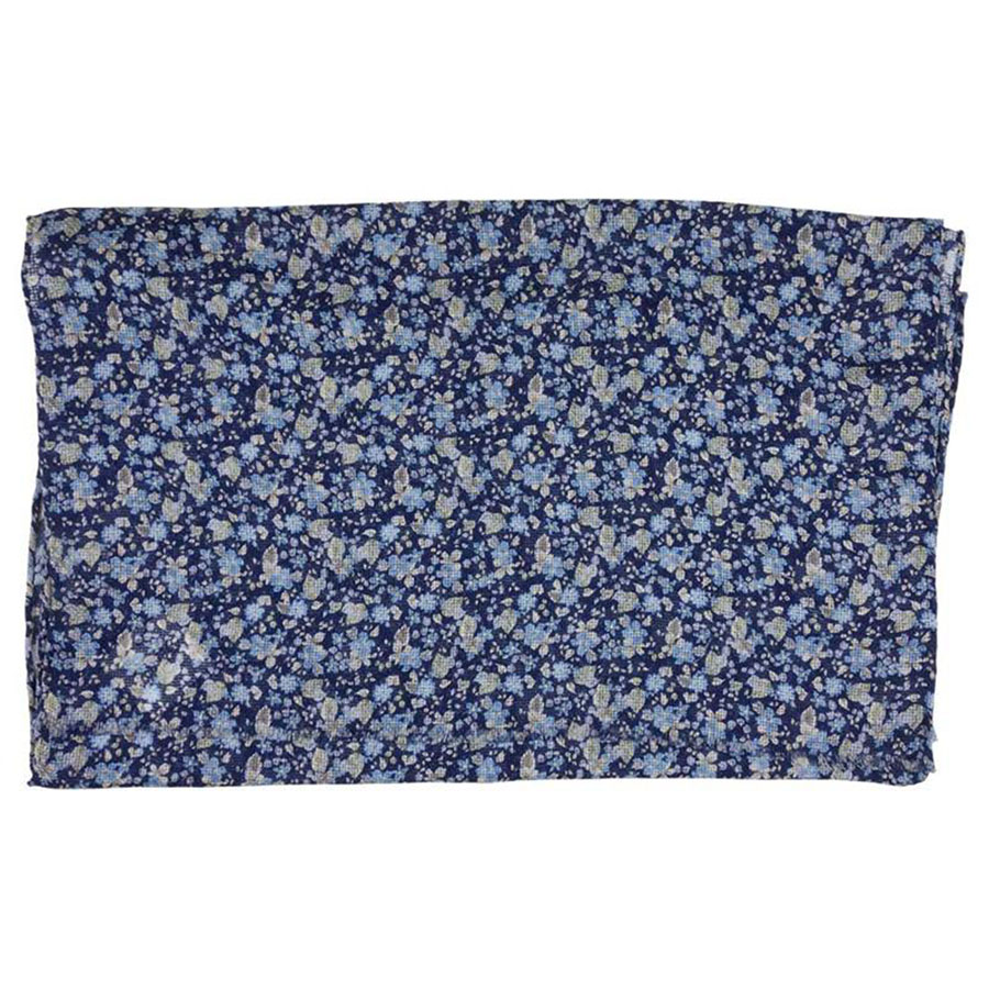 Blå bomullsscarf med blommönster