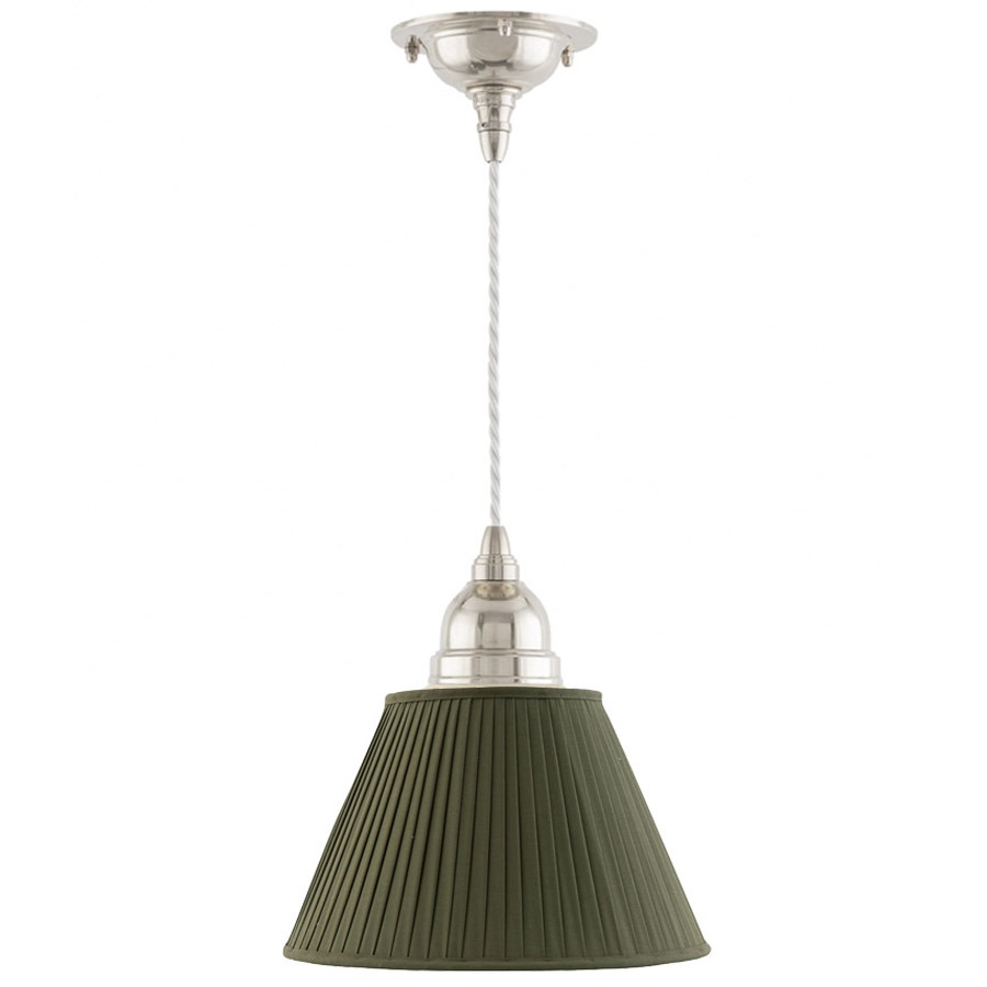 Byström 60 förnicklad med grön textilskärm 30 cm (bild för) Byström 60 förnicklad med grön textilskärm 30 cm