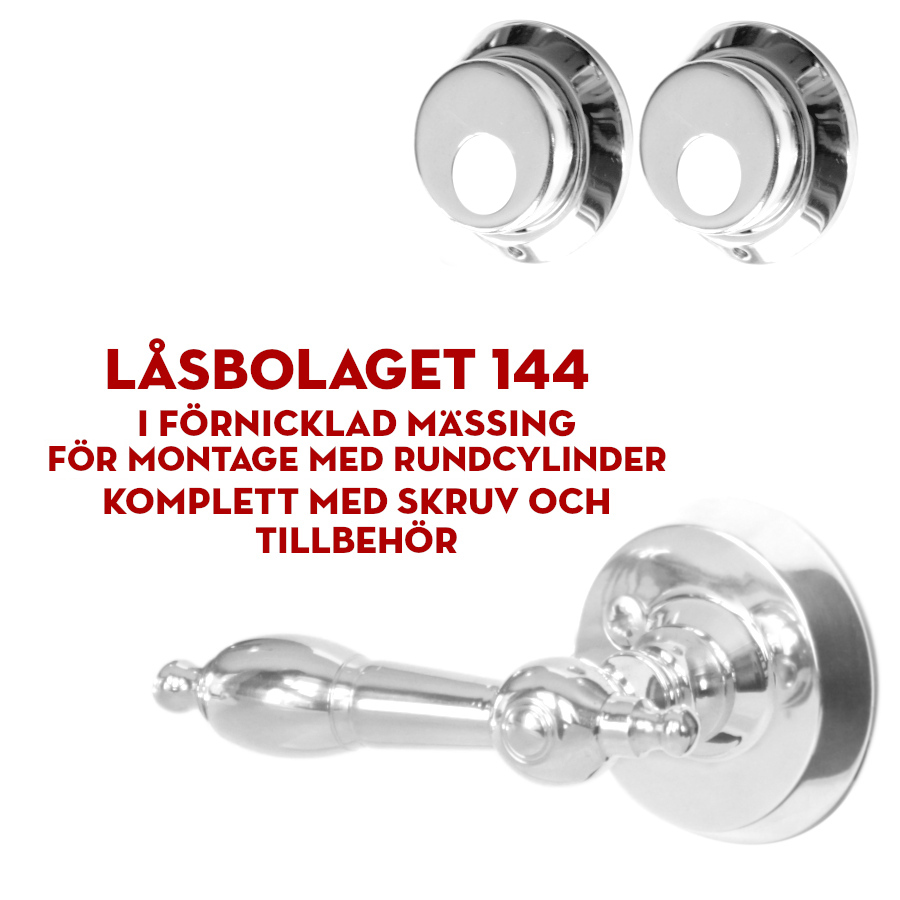 (bild för) Låsbolaget 144 förnicklat för dubbla rundcylindrar 