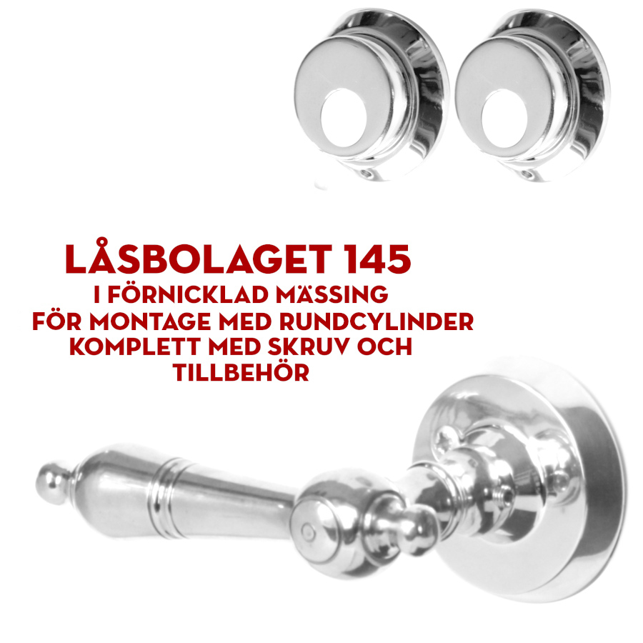(bild för) Låsbolaget 145 förnicklat för dubbla rundcylindrar 