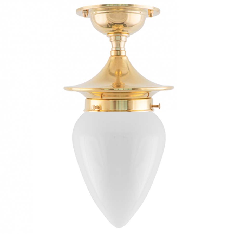 Dahlberg 80 mässing med opalvitt droppglas (badrumslampa)