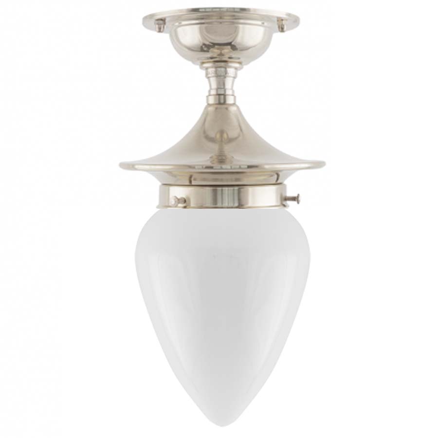 Dahlberg 80 förnicklat med opalvitt droppglas (badrumslampa)