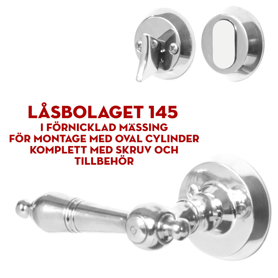 (bild för) Låsbolaget 145 förnicklat (ytterdörrstrycke) för oval cylinder