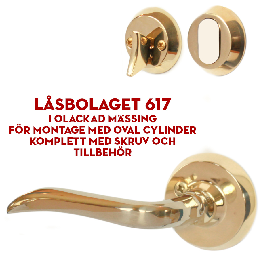 (bild för) Låsbolaget 617 stort mässing (ytterdörrshandtag) för oval cylinder