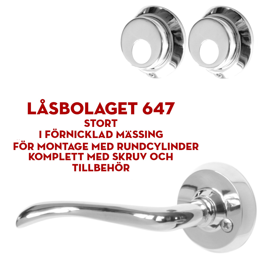 (bild för) Låsbolaget 647 förnicklat för dubbla rundcylindrar 