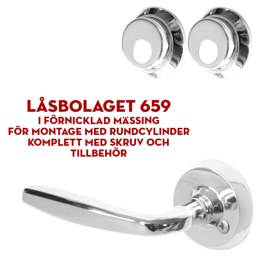 (bild för) Låsbolaget 659 förnicklat för dubbla rundcylindrar 