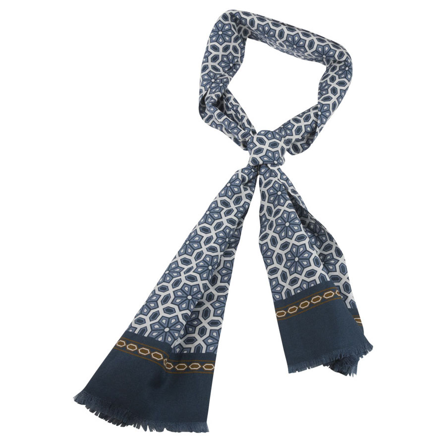 Scarf siden/bomull 16 x 120 cm (siden/bomull) scarf blå och vit