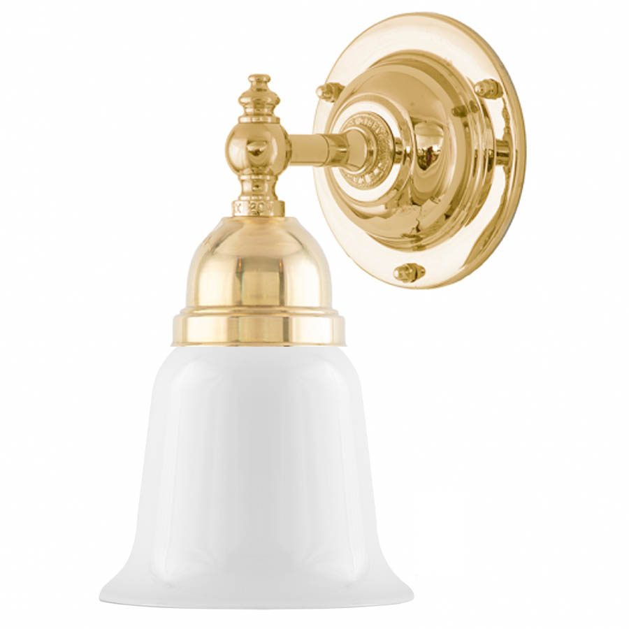 Adelborg mässing med opalvvit klockskärm (badrumslampa)
