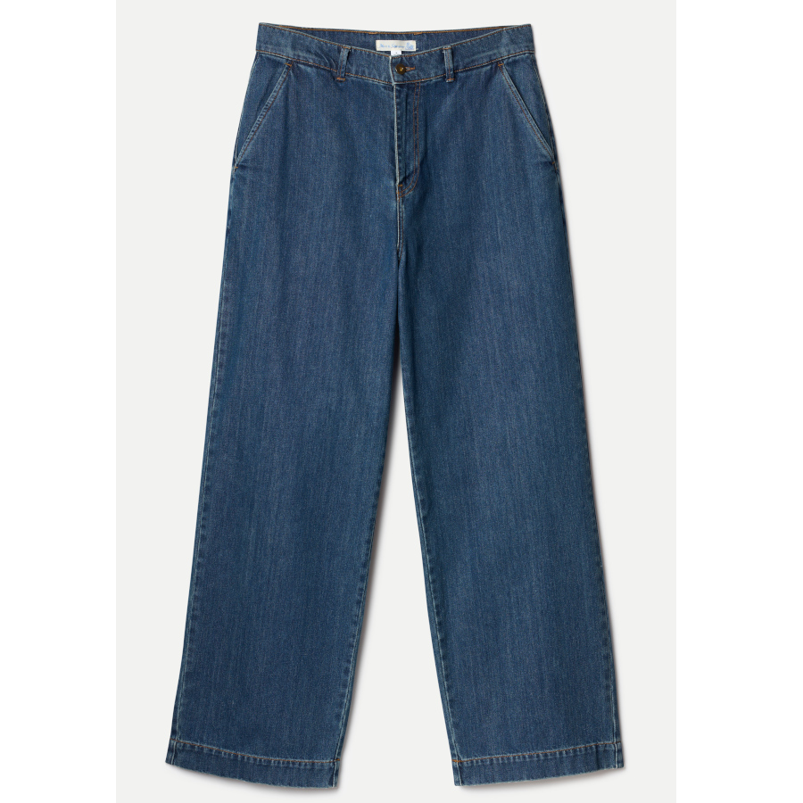 (bild för) 1940s Cotton Denim High Rise Wide Leg Chino indigo Merz B. Schwanen