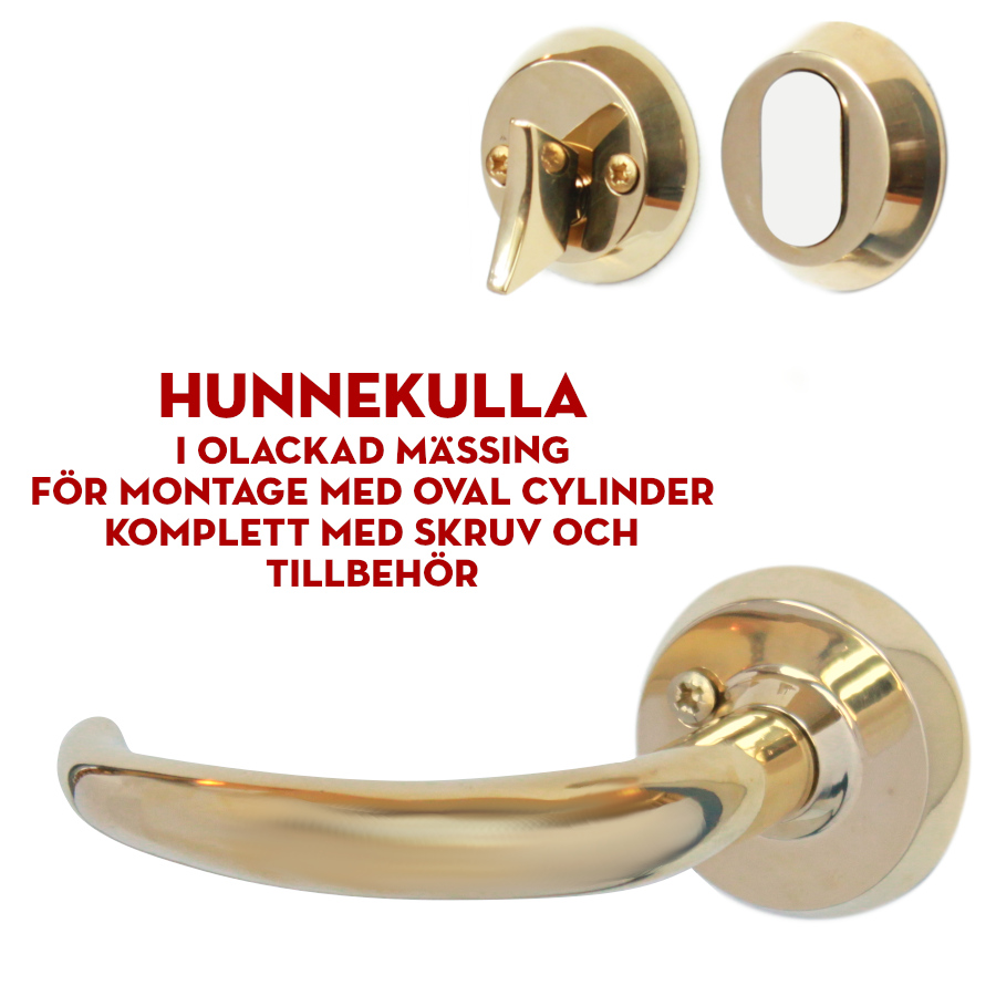 (bild för) Ytterdörrstrycke Hunnekulla stort mässing för oval cylinder