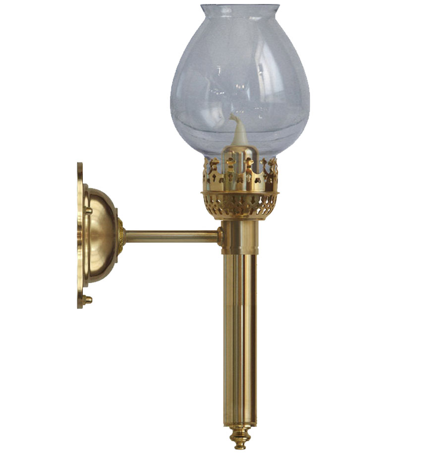 Karlskronalampett elmonterad med klarglas (vägglampa)