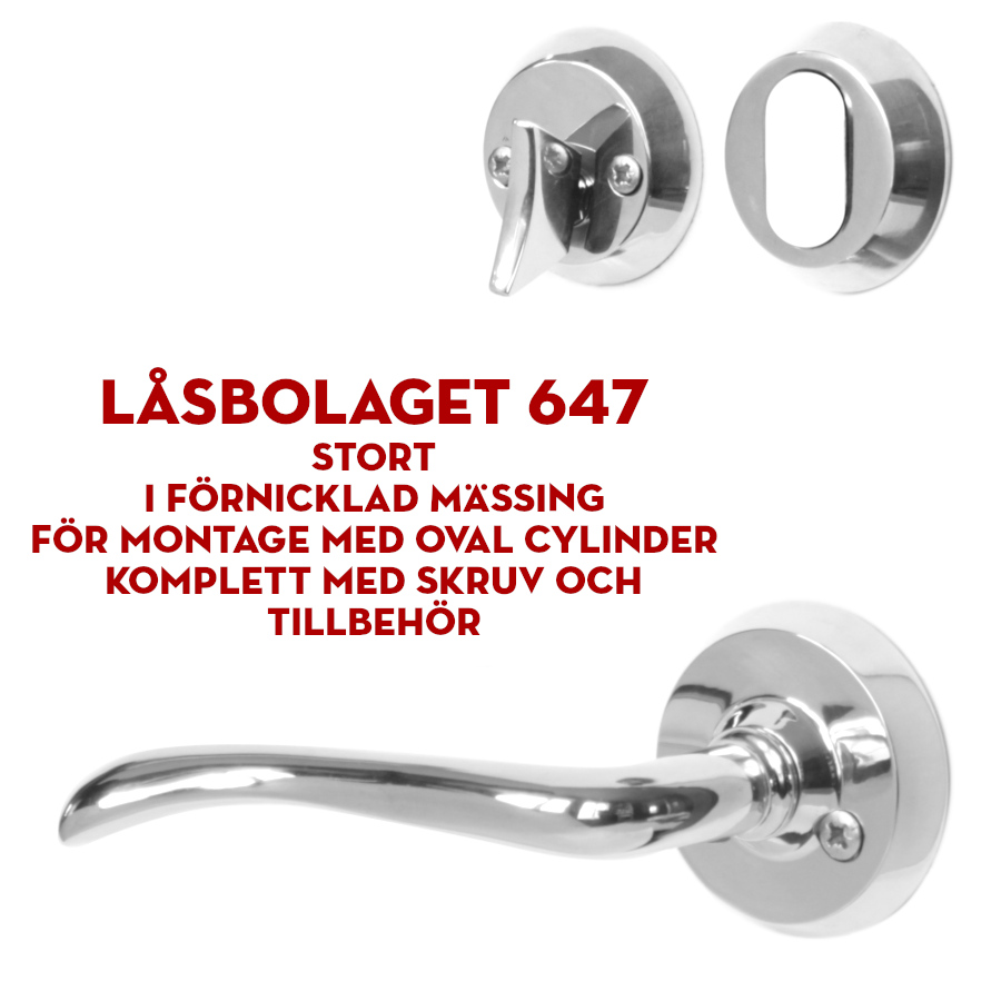 (bild för) Låsbolaget 647 förnicklat stort (ytterdörrshandtag) för oval cylinder