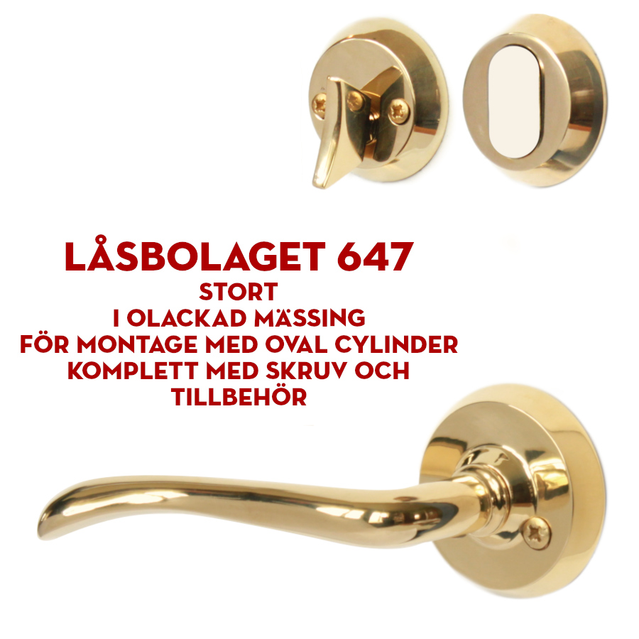 (bild för) Låsbolaget 647 mässing stort (ytterdörrshandtag) för oval cylinder