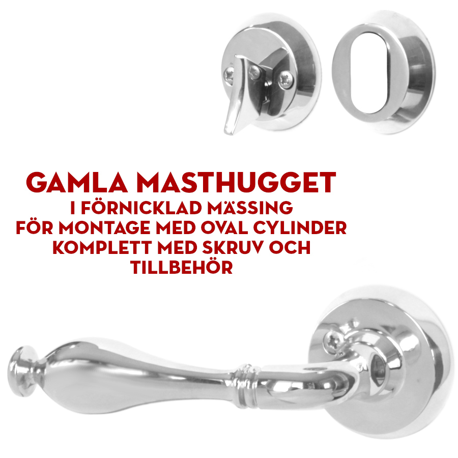 (bild för) Ytterdörrstrycke Gamla Masthugget Förnicklat för oval cylinder