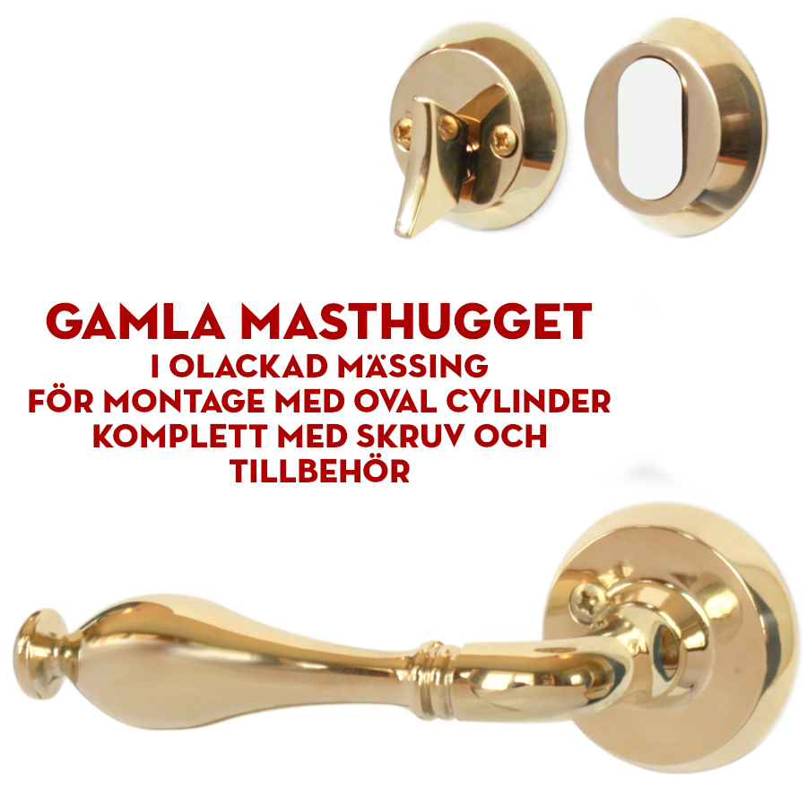 (bild för) Ytterdörrstrycke Gamla Masthugget mässing för oval cylinder