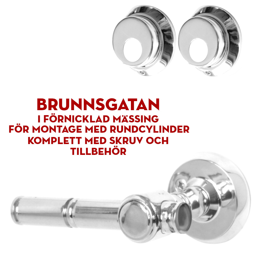 (bild för) Brunnsgatan i förnicklat för lås med dubbla rundcylindrar