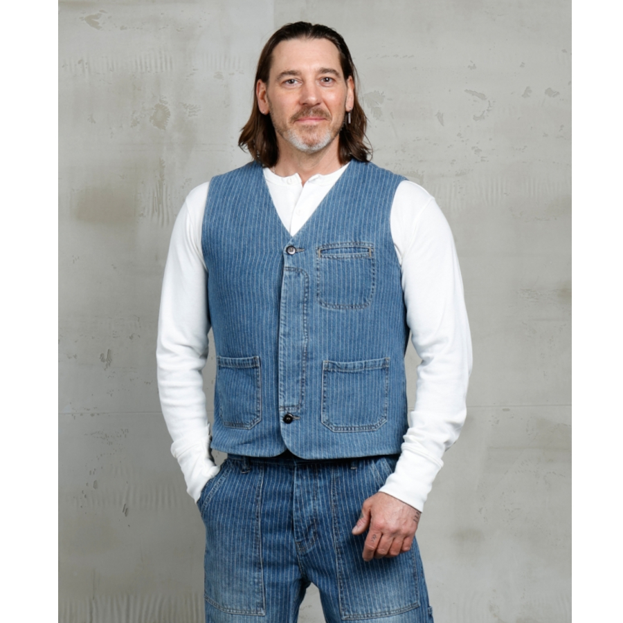 (bild för) 1948 Crafter Vest Blue Wabash Rinsed (väst/Pike Brothers)