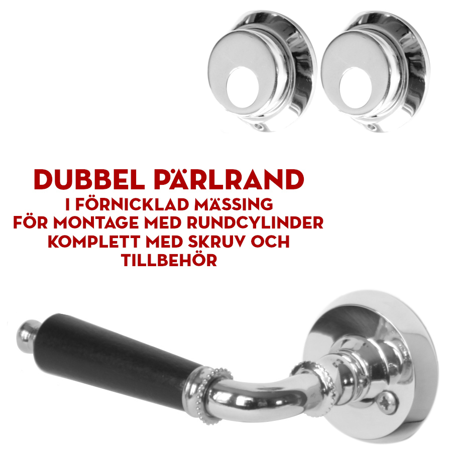 (bild för) Dubbel pärlrand nickel för dubbla rundcylindrar/dörr i trapphus 