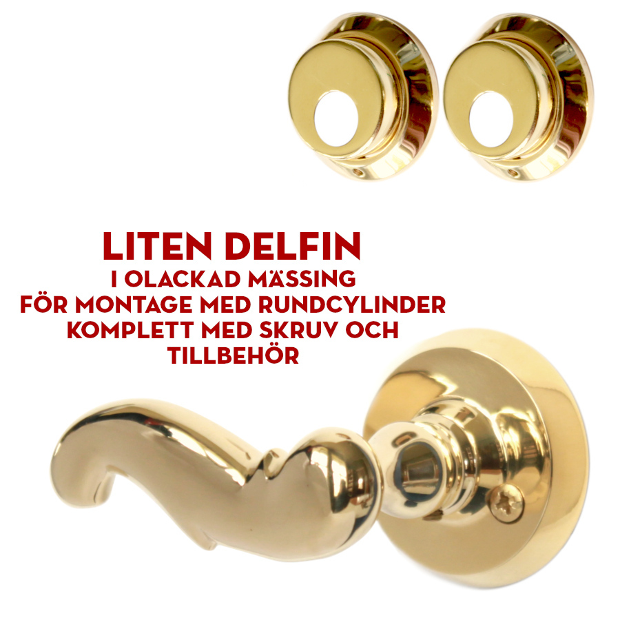 (bild för) Liten delfin i olackad mässing för dubbla rundcylindrar 