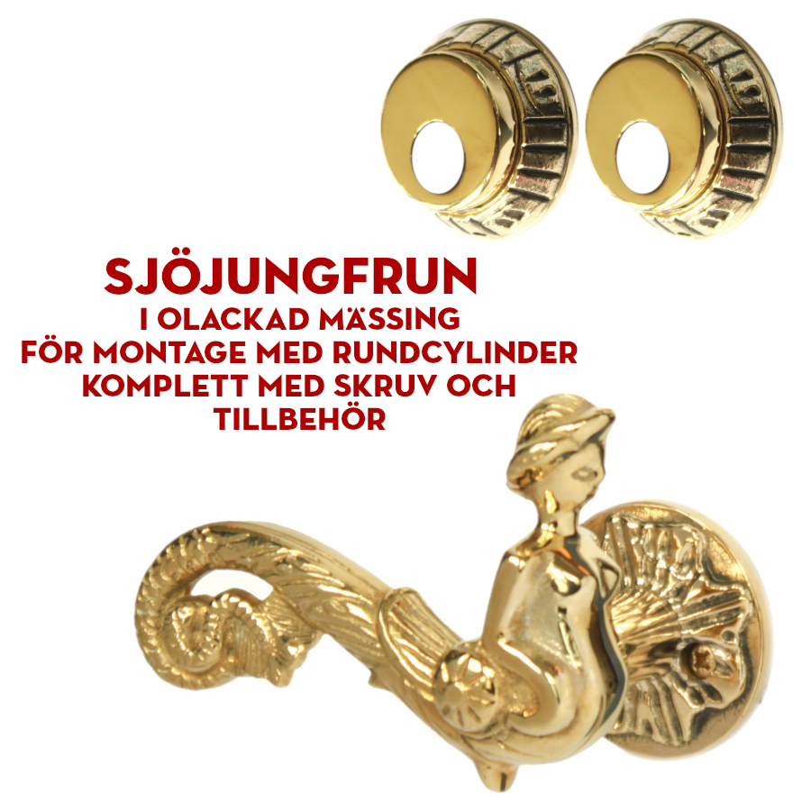 (bild för) Sjöjungfrun i olackad mässing för dubbla rundcylindrar