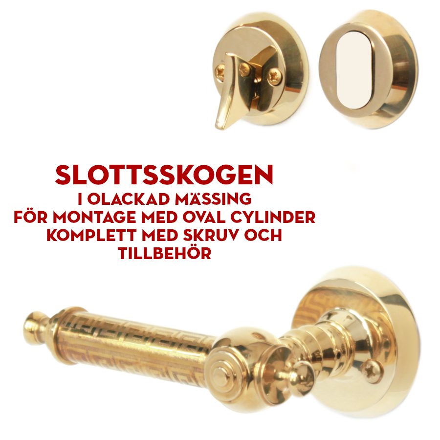 (bild för) Handtaget Slottsskogen för ytterdörr mässing för oval cylinder