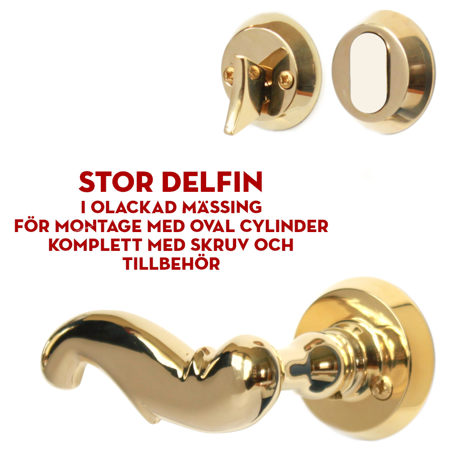 (bild för) Stor delfin i olackad mässing för för oval cylinder
