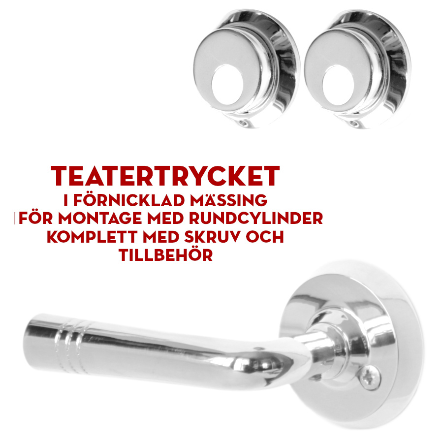 (bild för) Teatertrycket nickel (ytterdörrshandtag) för dubbla rundcylindrar 