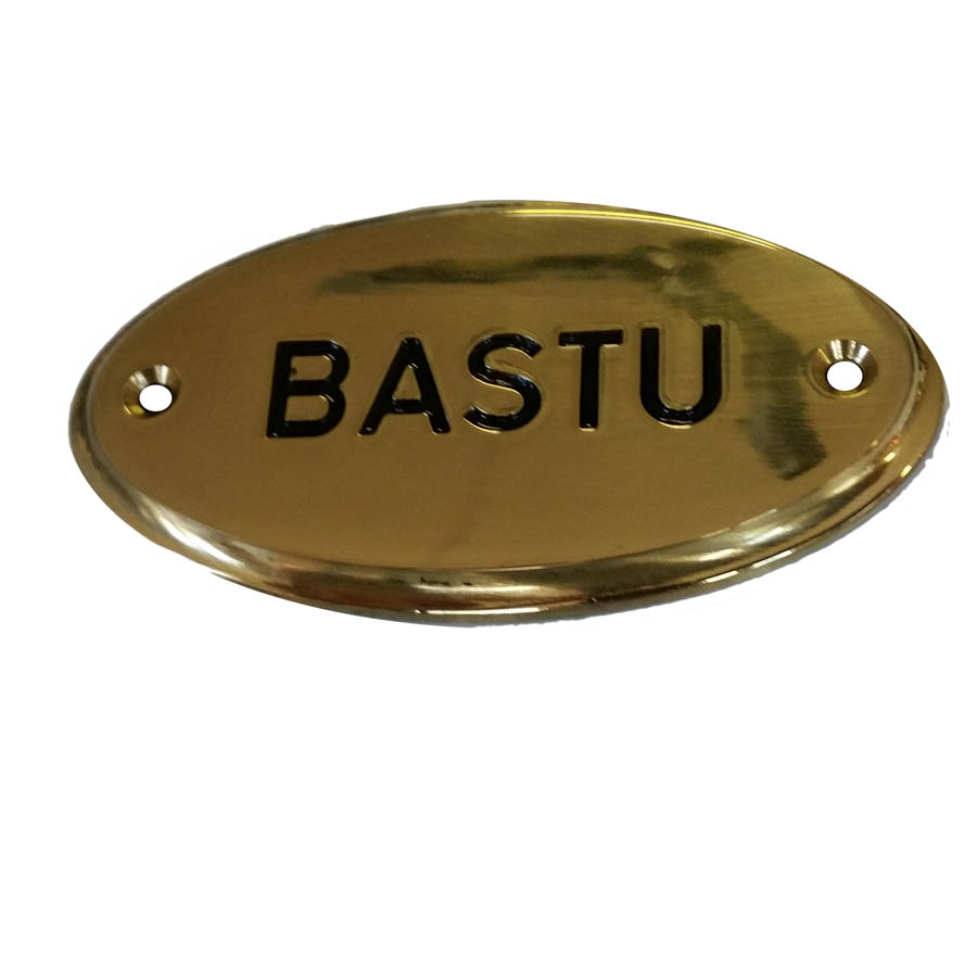 Bastu (gjuten skylt i mässing)