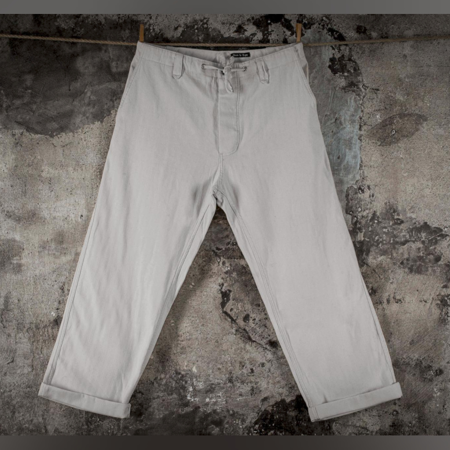 (bild för) Le Pantalon "Le Nervi" HBT Naturel Fleurs de Bagne (sommarbyxor)