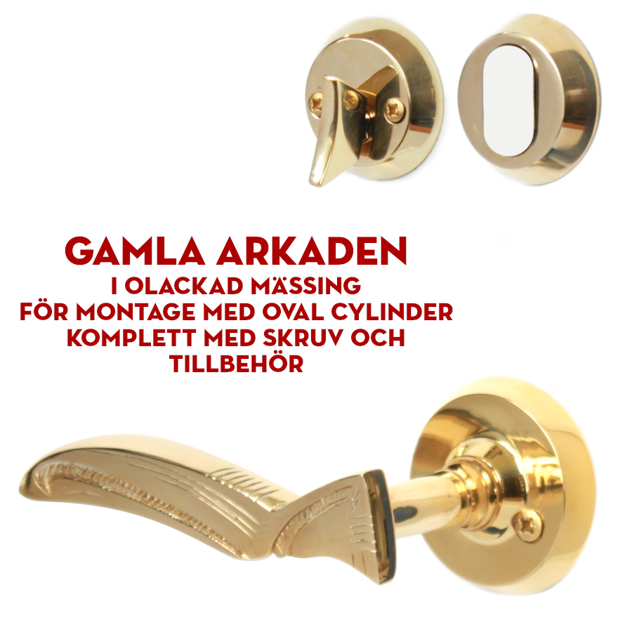 (bild för) Jugendhandtag Gamla Arkaden mässing (ytterdörr) för oval cylinder