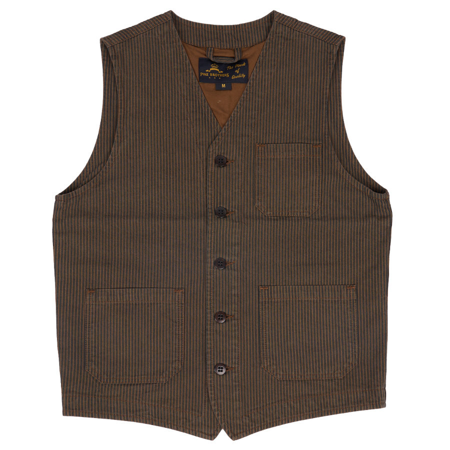 (bild för) 1937 Roamer Vest hickory stripe brown (väst/Pike Brothers)