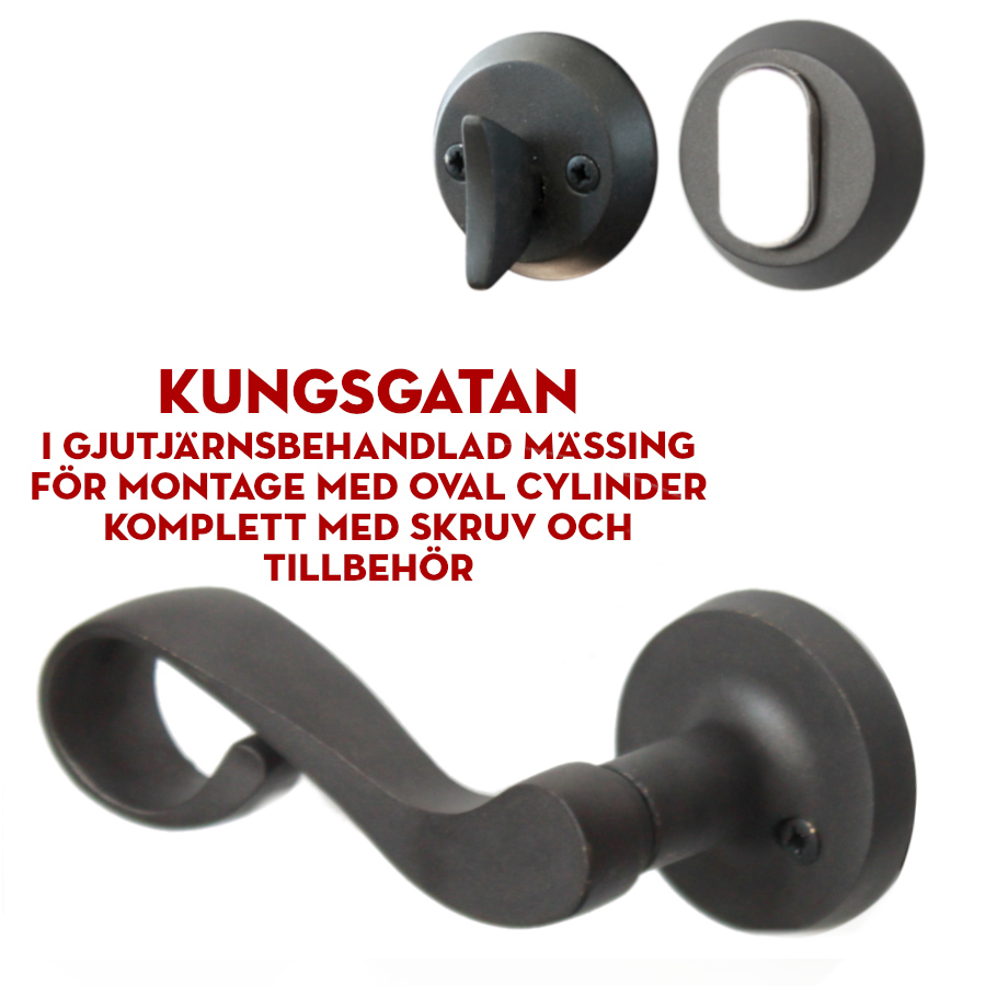 (bild för) Kungsgatan i slätt gjutjärn (ytterdörr) för oval cylinder