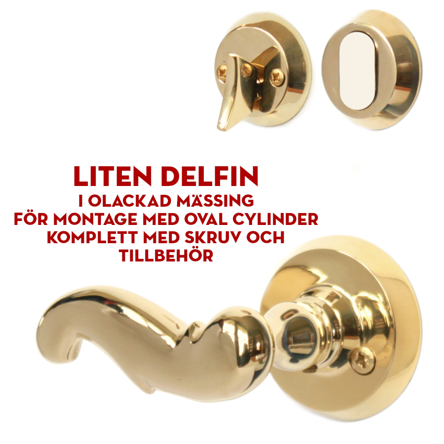 (bild för) Liten delfin i olackad mässing för oval cylinder