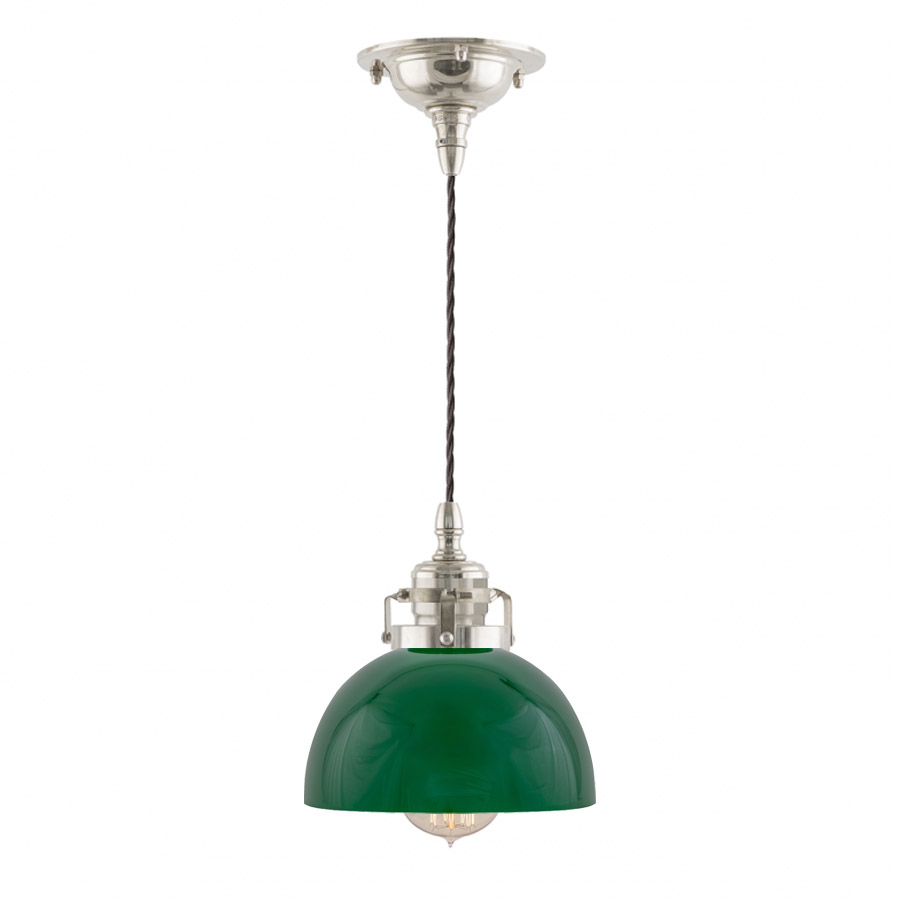 Ferlin förnicklad med grön liten kupolskärm (fönsterlampa)