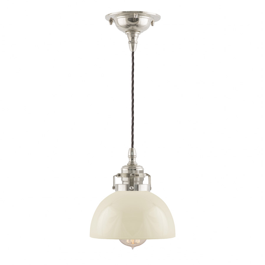 Ferlin förnicklad med liten gulvit kupolskärm (fönsterlampa) (bild för) Ferlin förnicklad med liten gulvit kupolskärm (fönsterlampa)