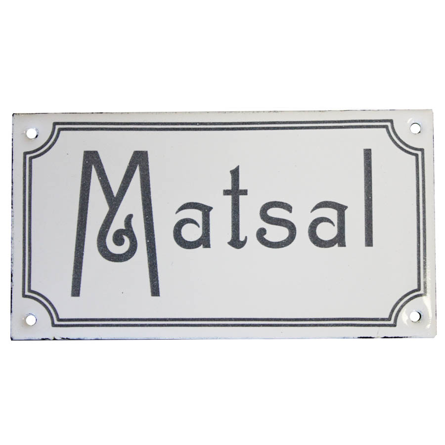 Matsal (emaljskylt i svart och vitt, egen produktion)