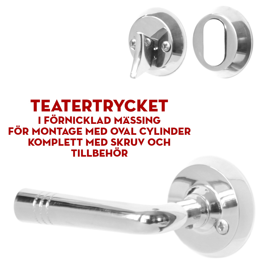 (bild för) Teatertrycket förnicklat (ytterdörrshandtag) för oval cylinder