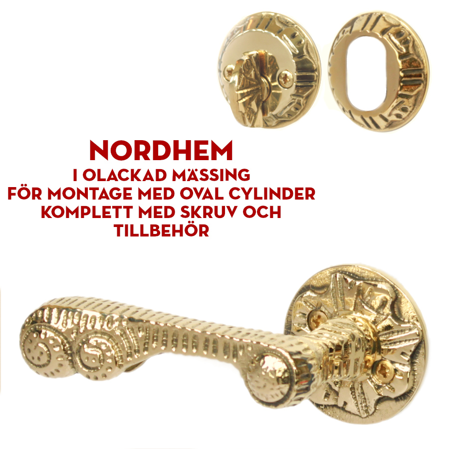 (bild för) Ytterdörrstrycke Nordhem i mässing