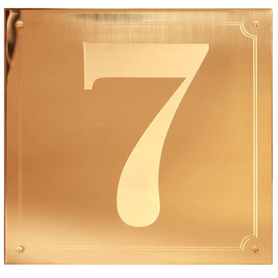 (bild för) Husskylt i mässing med siffran 7 (18 x 18 centimeter)