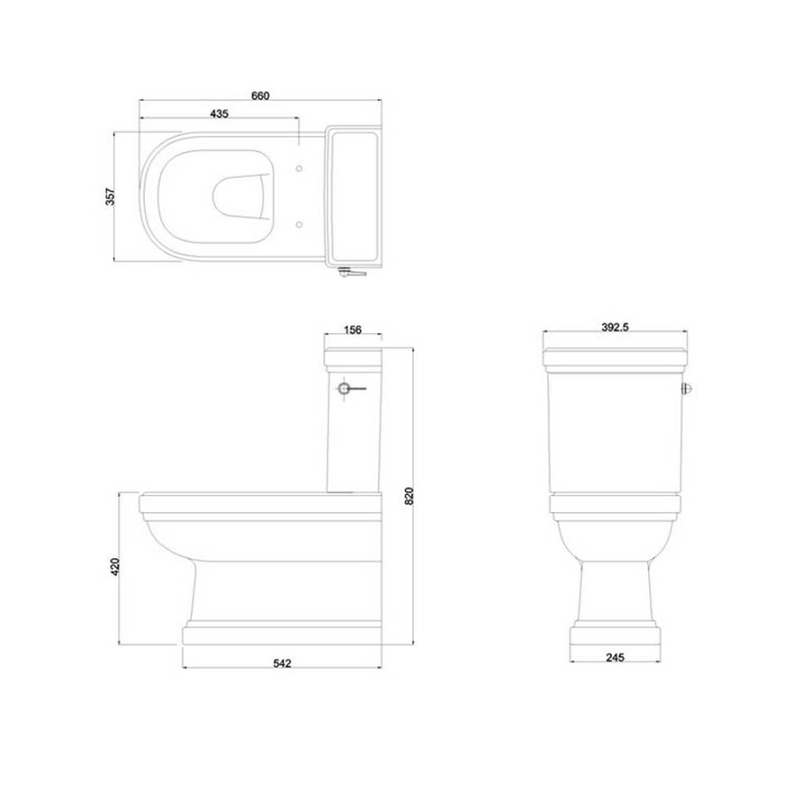 Riviera golvstående toalett med P-lås & detaljer i krom