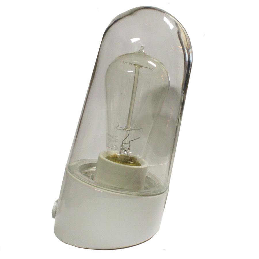 Porslinslampa sned vit för kabelgenomföring från sidan