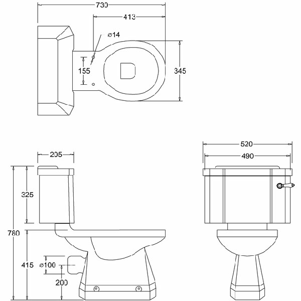 Burlington golvstående toalett med P-lås, rimless, utan spolkant